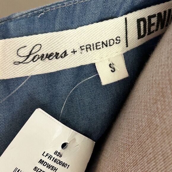 Lovers & Friends Chambray Midi Dress Size Small Tie Front Tencel Cutout Waist - Picture 9 of 11